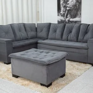 Alternative view of Sofá de Canto 5 lugares com Puff Alemanha Veludo