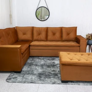Sofá de Canto 5 lugares com Puff Alemanha Veludo