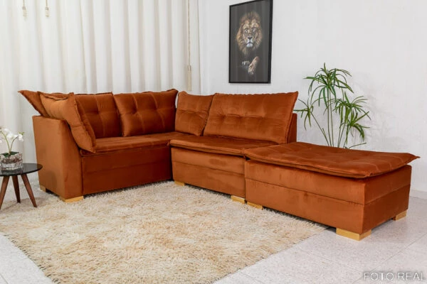 Sofá de Canto Vênus 3 em 1 Veludo - Imagem 5
