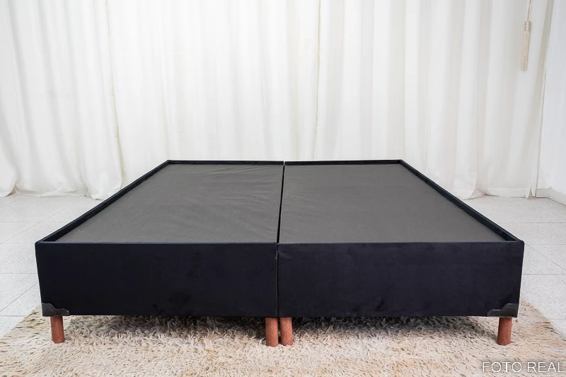 Box Queen Zeus Bipartido 162X200X38 Sued - Imagem 4