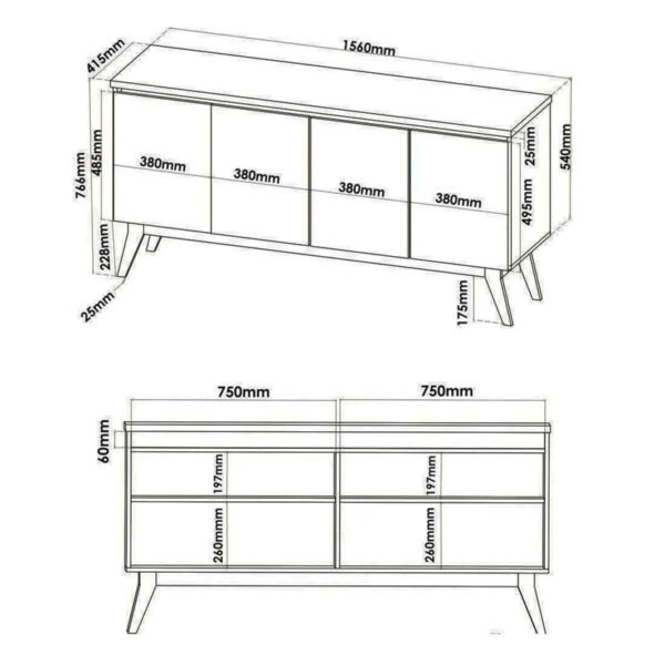 Buffet Filipe Larg. 1.56m C/4 Portas - Imagem 3