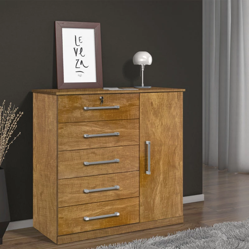 Cômoda Vane 012 Larg. 0.92m 5 Gavetas 1 Porta - Imagem 3