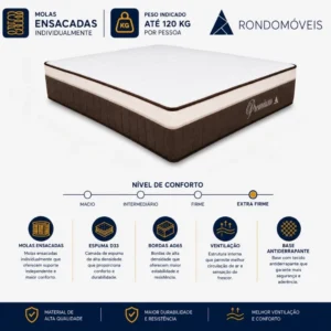 Colchão Casal Premium Plus 138x188x30 Molas Ensacadas | Suporta até 240kg - Imagem 4
