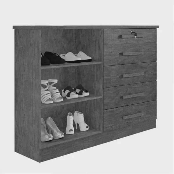 Cômoda New Athos Larg. 1.36m 5 Gavetas 2 Portas - Imagem 5