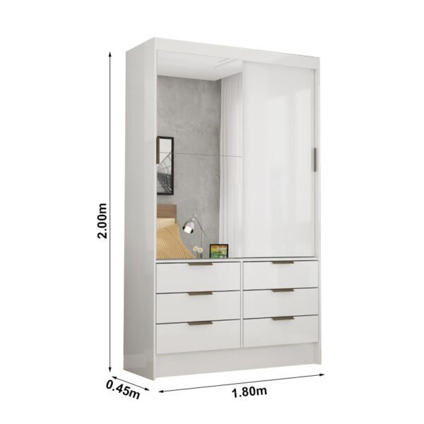 Guarda-Roupa Sevilha Larg. 1.80m 2 portas 6 gavetas - Imagem 6