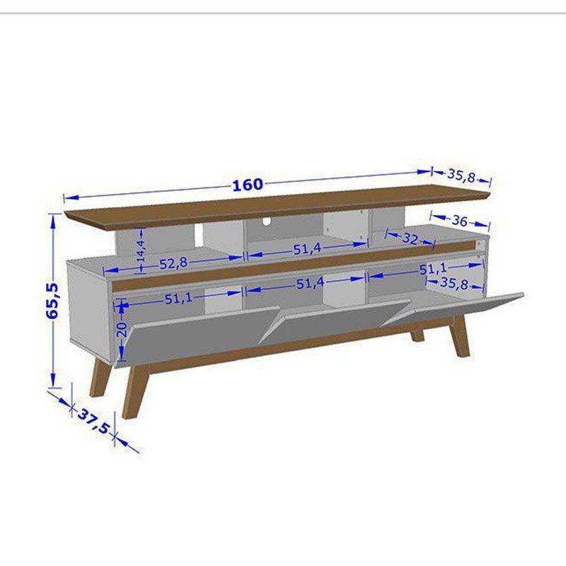 Rack Rubi Larg. 1.60m Para TV até 65" - Imagem 6