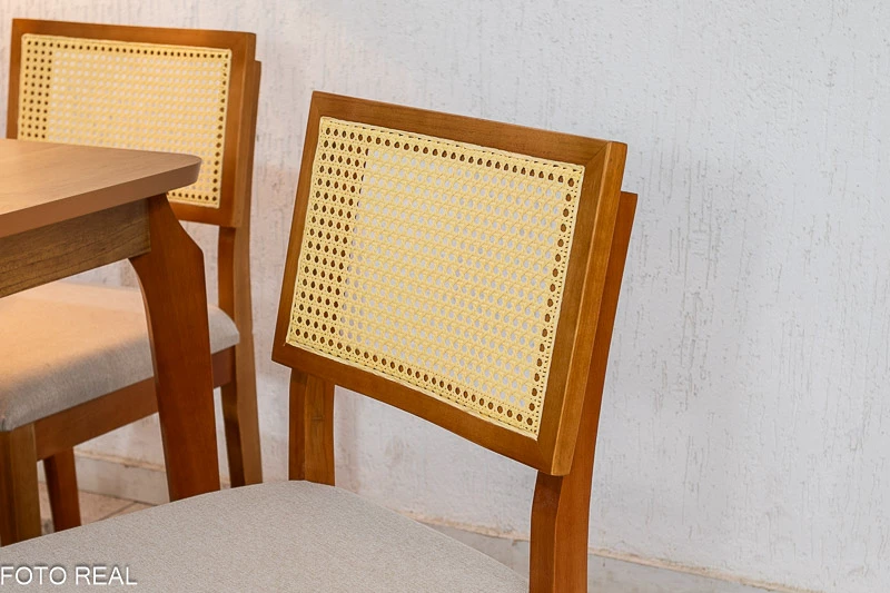 Mesa de Jantar Alegra Tampo Cinamomo 120×80 4 Cadeiras Jade Linho - Imagem 5