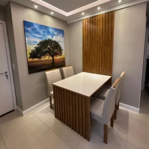 Mesa Jantar Cancun 120×90 4 Cadeiras Linho