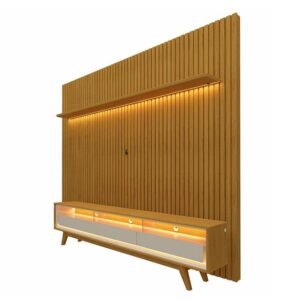 Alternative view of Rack Requinte Larg. 2.12m + Painel Nobre Larg. 2.30m Ripado C/ Led Para TV até 85″