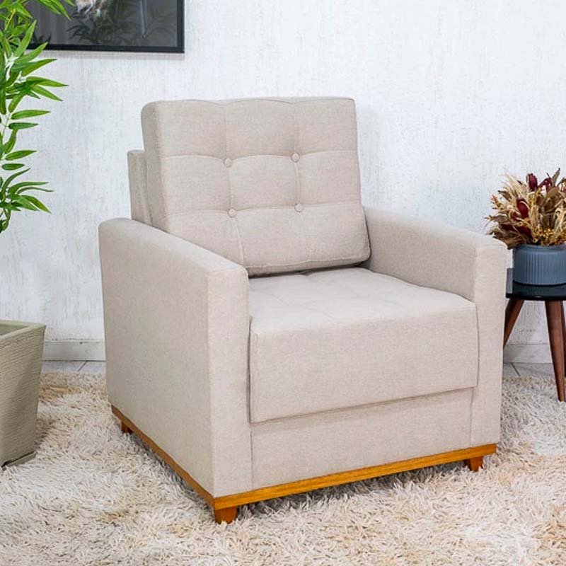 Poltrona Decorativa Áustria Linho - Imagem 2