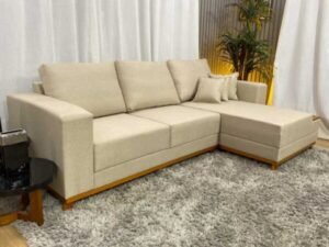 Sofá 3 Lugares Aline Plus C/Chaise 2.50 m Linho - Imagem 9