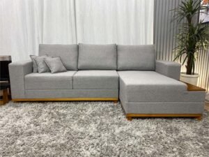 Sofá 3 Lugares Aline Plus C/Chaise 2.50 m Linho - Imagem 8