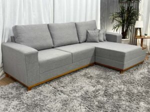 Sofá 3 Lugares Aline Plus C/Chaise 2.50 m Linho - Imagem 7