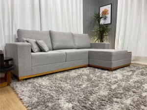 Sofá 3 Lugares Aline Plus C/Chaise 2.50 m Linho - Imagem 6
