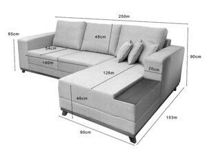 Sofá 3 Lugares Aline Plus C/Chaise 2.50 m Linho - Imagem 14