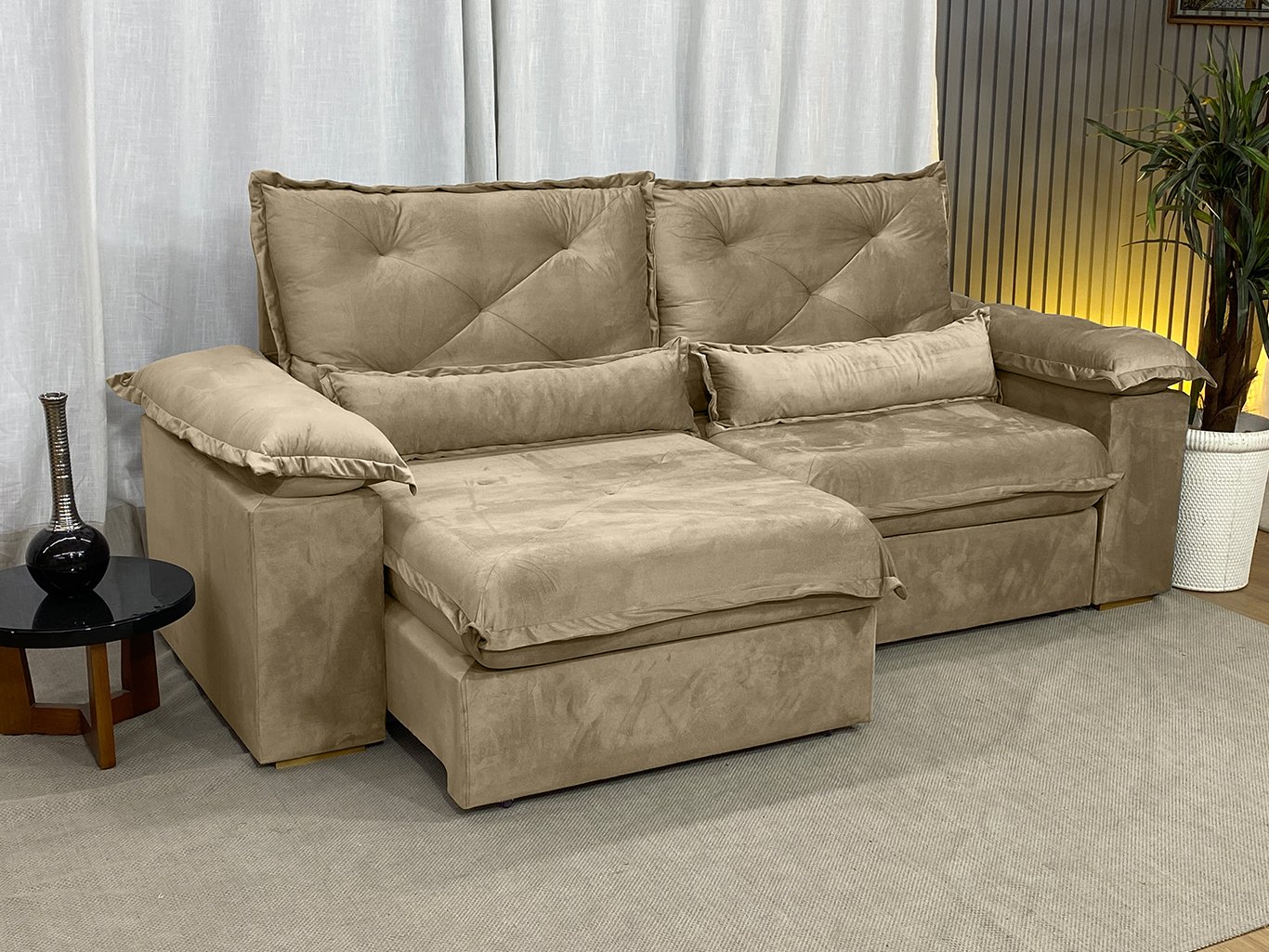 Sofá Retrátil Reclinável Zuqui Plus 2.50m Veludo - Imagem 9
