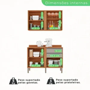 Alternative view of Aéreo 2 Portas + Balcão Cozinha Pérola Larg. 1.20m