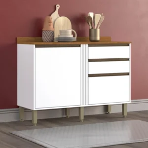 Balcão Cozinha Pérola Larg. 1.20m 2 Portas 2 Gavetas