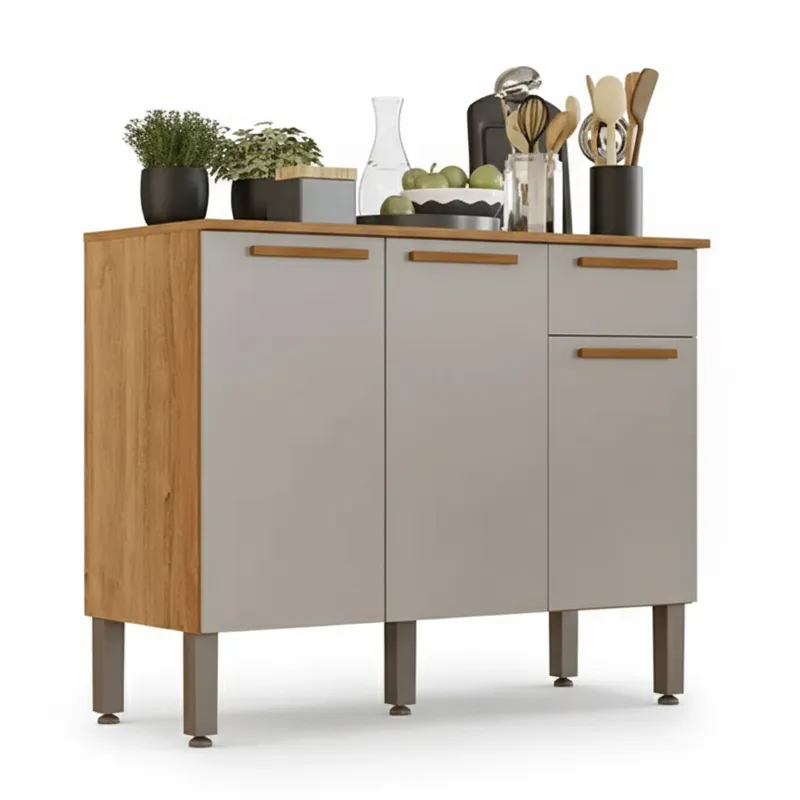 Balcão Cozinha Madri Larg. 1.05m 3 Portas 1 Gaveta