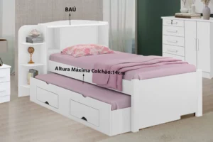 Cama Solteiro Milênio + Cama Auxiliar Solteiro 2 Gavetas - Imagem 3
