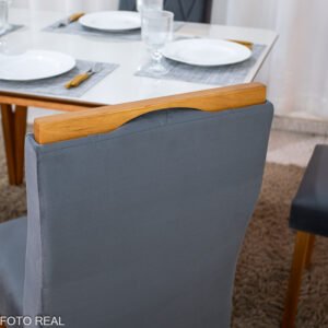 Mesa de Jantar Siena 120x90 Vidro Off/Base Madeira + 4 Cad. Lisboa Veludo Madeira - Entregue Montada - Imagem 14