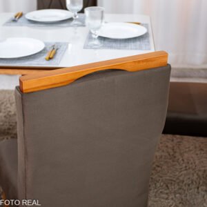 Mesa de Jantar Siena 120x90 Vidro Off/Base Madeira + 4 Cad. Lisboa Veludo Madeira - Entregue Montada - Imagem 13