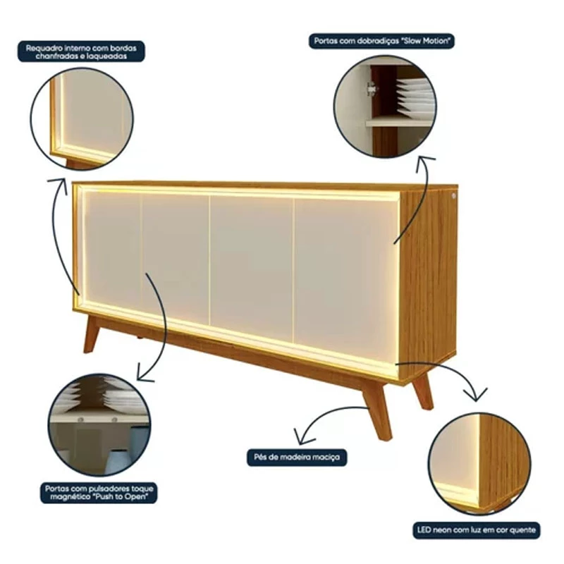 Buffet Requinte Larg. 1.60m com LED - Imagem 3