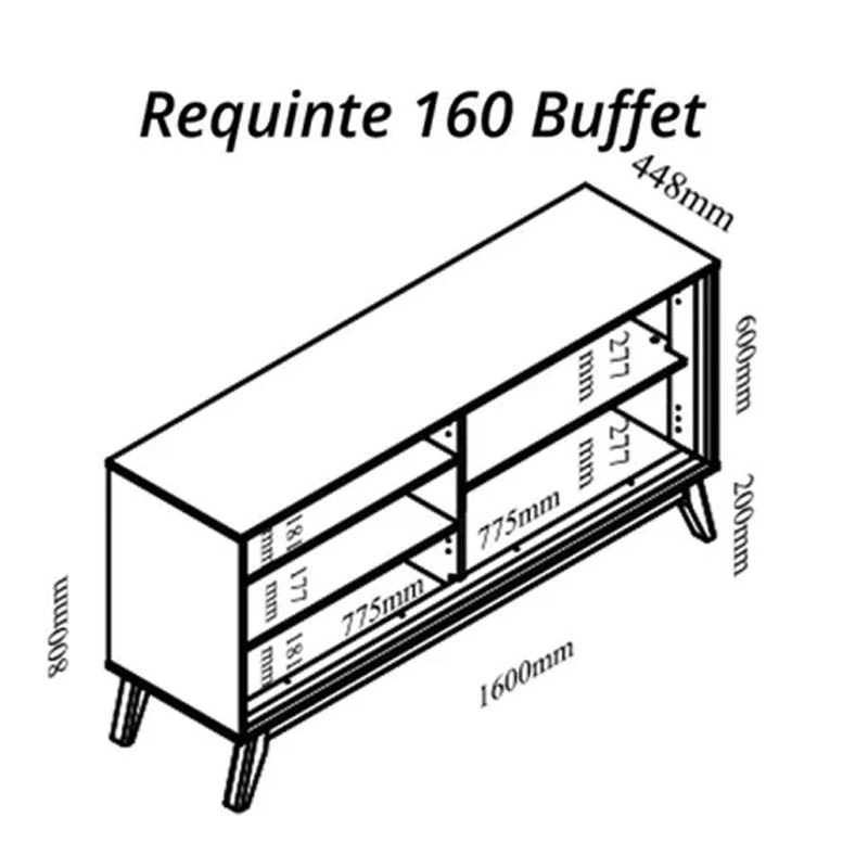 Buffet Requinte Larg. 1.60m com LED - Imagem 4