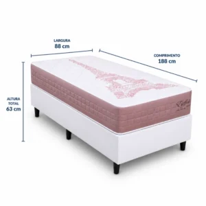 Colchão Solt. Eiffel Molas Ensacadas Rosa + Box Solt. Korino Branca - 88x188x63 | Suporta até 130kg - Imagem 7