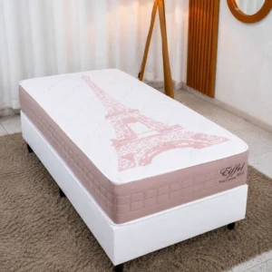 Colchão Solt. Eiffel Molas Ensacadas Rosa + Box Solt. Korino Branca - 88x188x63 | Suporta até 130kg - Imagem 4