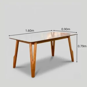 Mesa de Jantar Siena 160x90 Vidro Off/Base Madeira + 6 Cad. Isabela Linho Entregue Montada - Madeira Maciça - Imagem 6