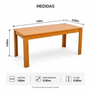 Mesa Athenas 180x90 Amêndoa Clean Tampo Maciço + 6 Cad. Cantiga Boucle - Madeira Maciça - Imagem 10