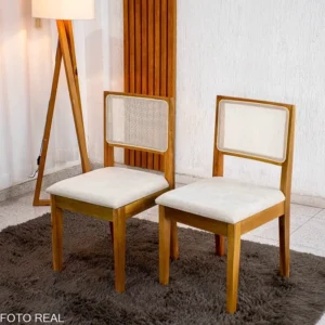 Mesa Athenas 180x90 Amêndoa Clean Tampo Maciço + 6 Cad. Cantiga Boucle - Madeira Maciça - Imagem 6