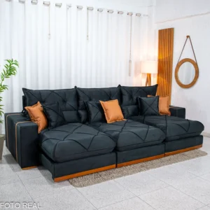 Sofá Retrátil Reclinável Gran Bello 3.20m Veludo