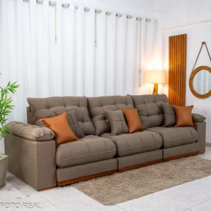 Sofá Retrátil Reclinável Verona 3.20m Linho - Imagem 7